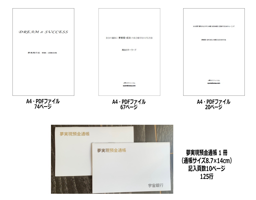 夢実現日記と夢実現預金通帳のセット商品イメージ画像